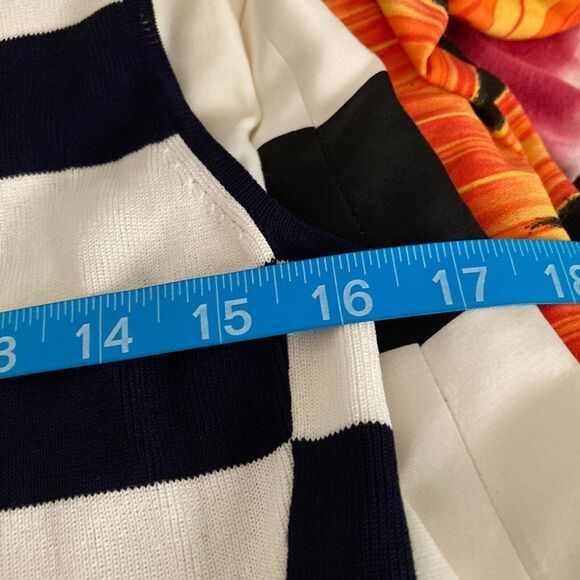 Theory Dress Womens Sz L Navy Blue White‎ Striped Knit Sleeveless Sheath Sweater - Picture 7 of 9